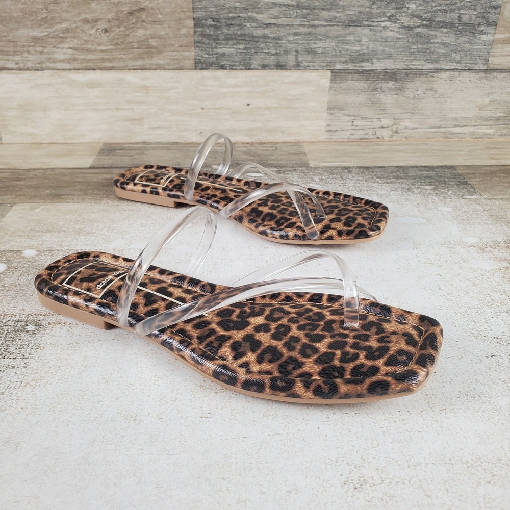 Dolce Vita Leanna Leopard Sandals Womens Sz 6 Clear Transparent